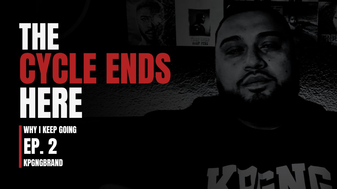 Promotional graphic for 'The Cycle Ends Here' with a person in the foreground and text overlay.